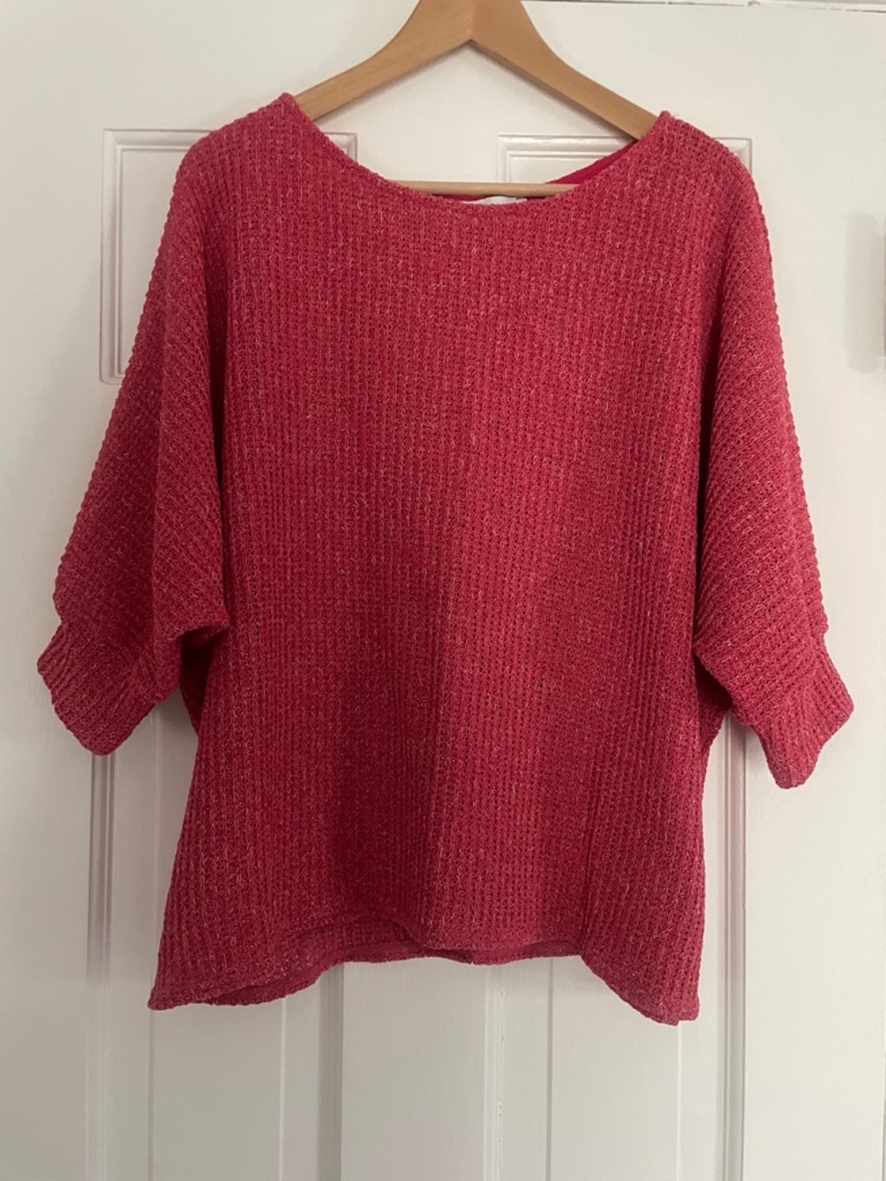Gilli Textured Scoop-Neck Sweater in Raspberry Pink